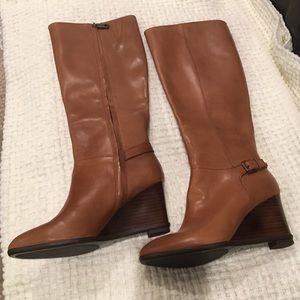 Lauren by Ralph Lauren cognac wedge boots size 7.5